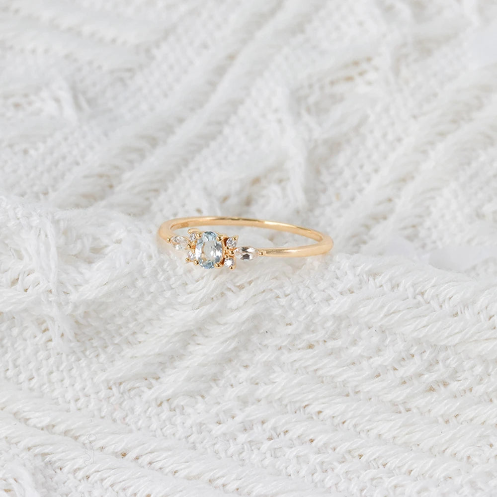 Fashion Water Drops Sky Blue Topaz Ring