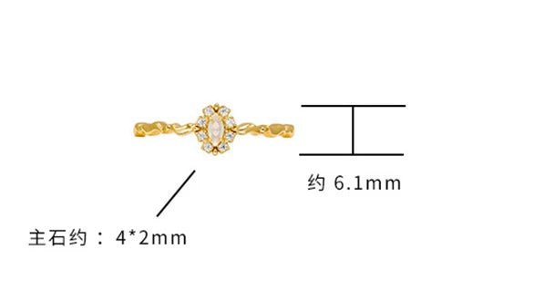 Emotional Factory 925 Sterling Silver 14K Gold Plated Gem Stone Gemstone Cz Flower Opal Zircon Ring