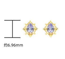 Emotional  Custom 925 Sterling Silver 14K 18K Gold Plated Gemstones Classic Water Drop Shape Geometry Zircon Tanzanite Earrings