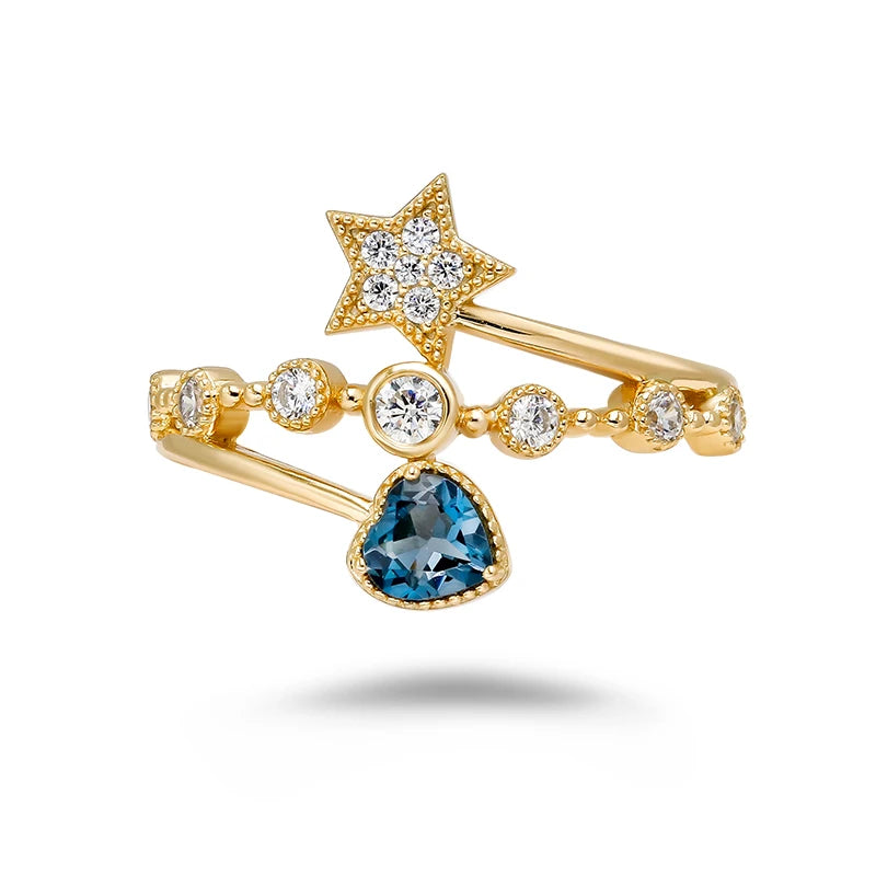 Dunli Jewelry Sweet Style 2024 Year Spring New Product S925 Silver Blue Topaz Ring