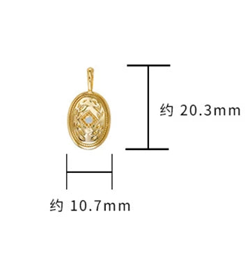 925 Sterling Silver 14K Gold Plated Gem Stone Gemstone Geometric Egg Shape Opal Oval Badge Sculpted Leaf Pendant