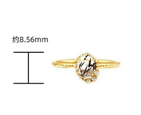 Emotional Factory 925 Sterling Silver 14K Gold Plated Gemstones Landscape Zircon Natural Black Hair Crystal Ring