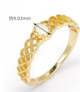 Emotional Les Bagues De Femme Joyeria Hiphop Factory 925 Sterling Silver 14K Gold Plated Gemstone Opal Hollow Lace Edge Ring