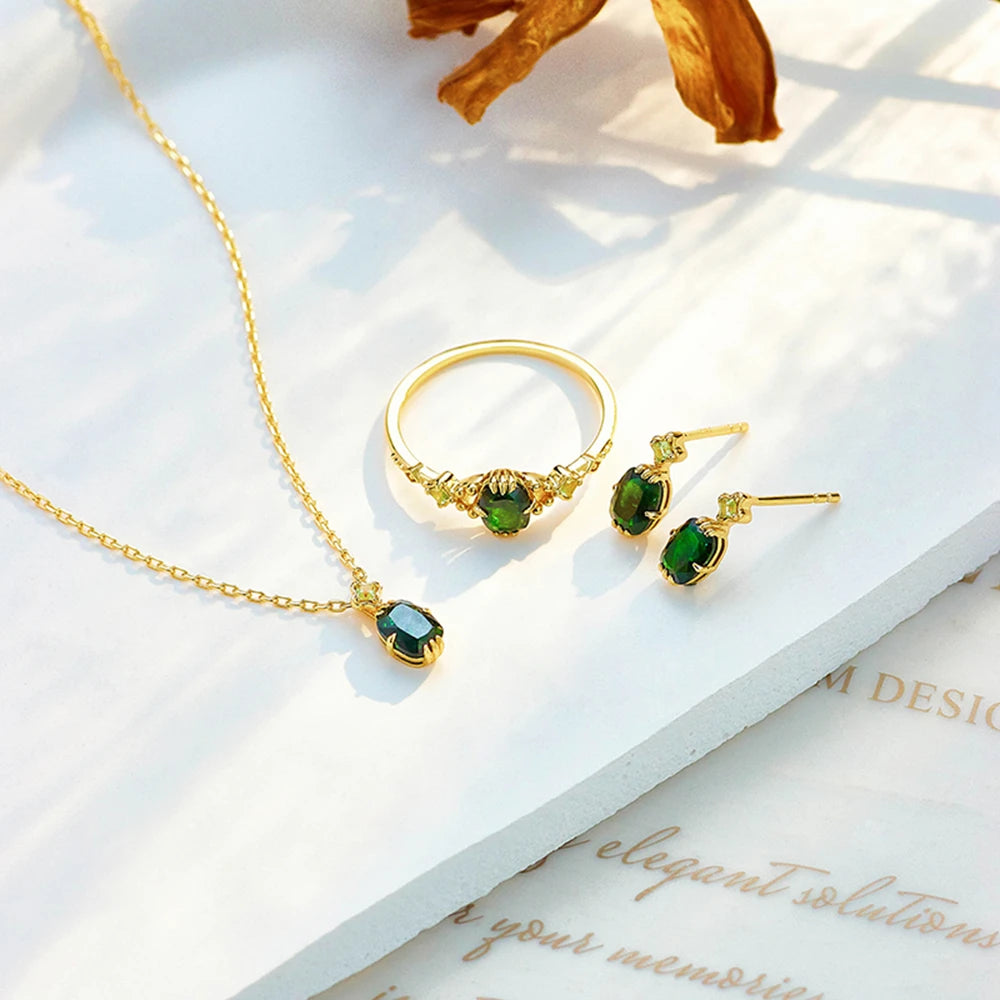 Vintage Floral Pattern Green Aventurine Peridot Earrings