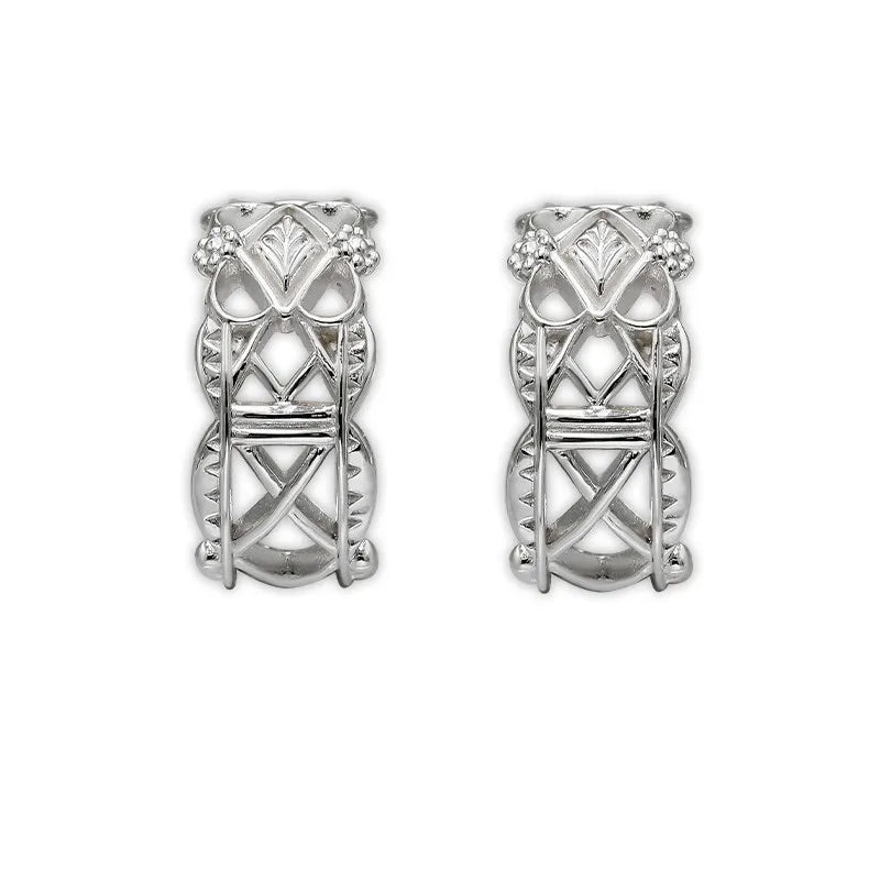 Emotional Factory 925 Sterling Silver 14K Gold Plated Layered Two-Colour Plating Hollow Ring Colour Separation C Earrings