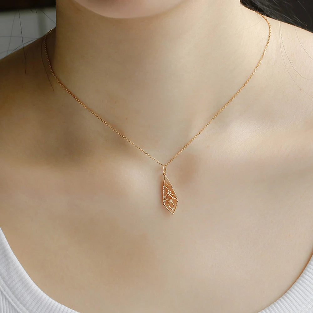 Emotional Factory 925 Sterling Silver 14K Gold Plated Gem Stone Gemstone Lace Hollow Rhombus Window Flower Pendant