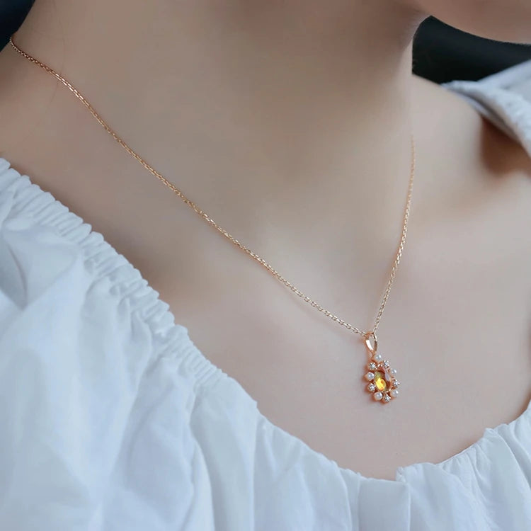 Emotional Factory 925 Sterling Silver 14K Gold Plated Gemstones Flowers Pendant Drop Amber Pendants Necklace