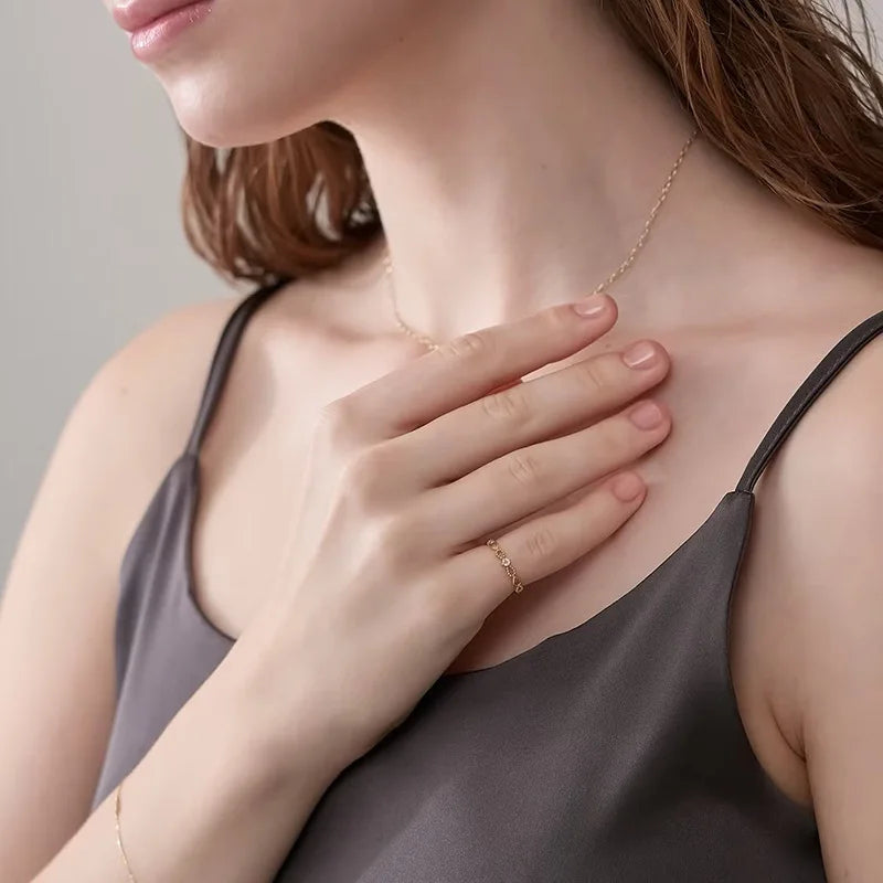 Emotional Factory 925 Sterling Silver 14K Gold Plated Gemstone Sample Stacked Thin Moissanite Ring