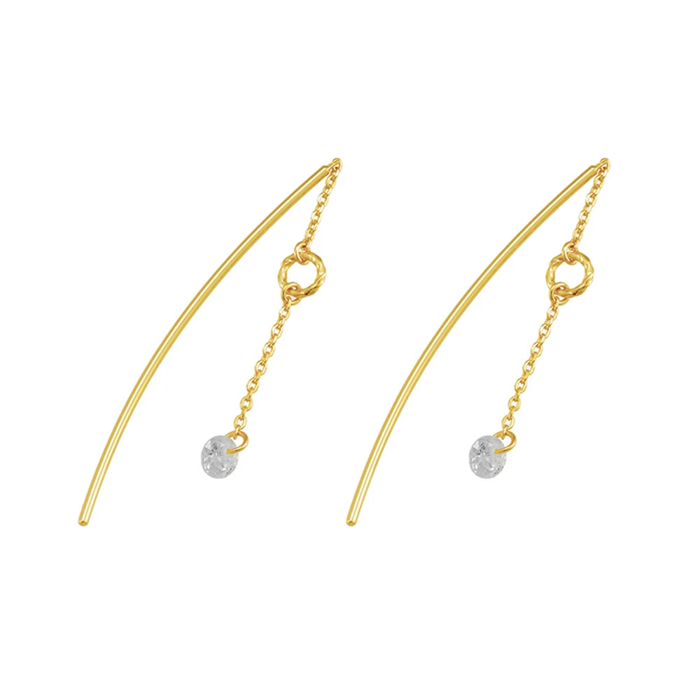Round Chain Zircon Ear Wires Earrings