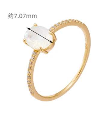 Emotional Bague S925  Jewelry 925 Sterling Silver 14K Gold Plated Raw Irregular  Gemstone Series Zircon Simple Moonstone Ring