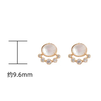 Bubble Clouds Shell Natural White Rock Crystal Stud Earrings