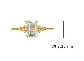 Emotional Factory 925 Sterling Silver 14K Gold Plated Gemstone Geometric Square 7*7 Stone Green Amethyst Ring