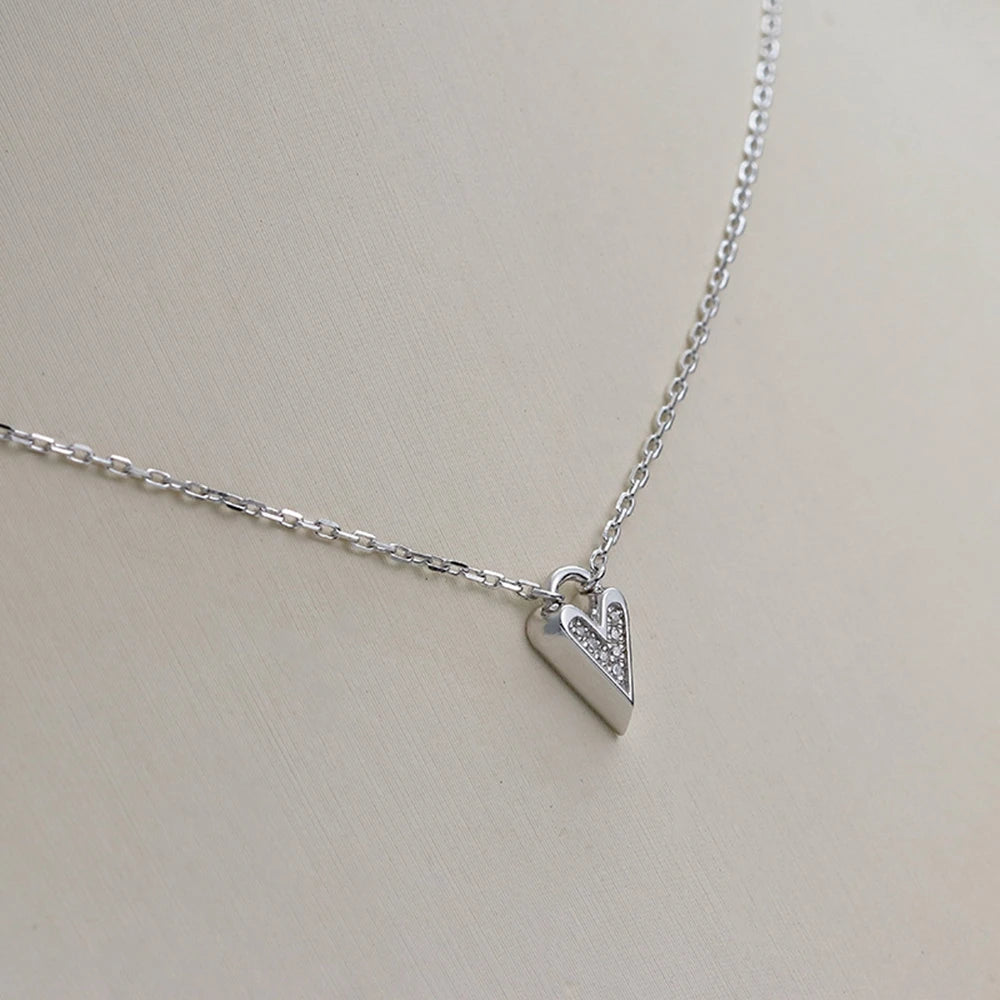 Emotional Factory 925 Sterling Silver 14K Gold Plated Cz Zircon Micro-Set Pendant Peach Heart Necklace