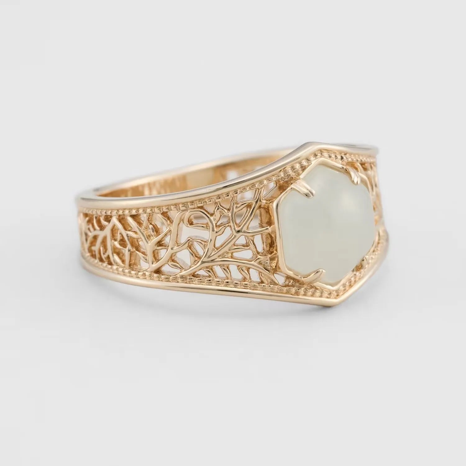 Piedras Pata  Artesanal Joyeria Por Mayor Retro Hollow Carved RingS925Silver Plating14KKim Hetian Jade Ring