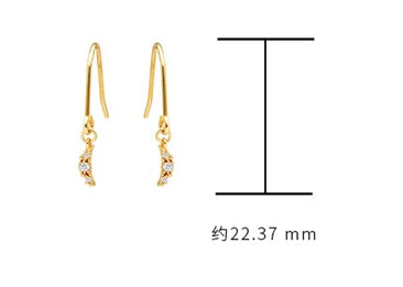 Emotional Factory 925 Sterling Silver 14K Gold Plated Gemstone Simple Earring White Zircon Moon Earrings