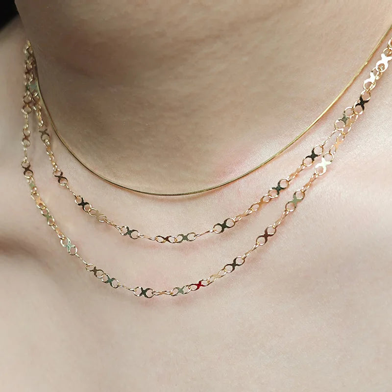 Emotional Factory 925 Sterling Silver 14K Gold Plated 8-Shaped Infinity Stacking Chain Necklace