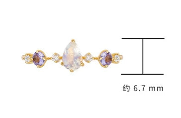 Emotional Factory 925 Sterling Silver 14K Gold Plated Gemstone Drop Tanzanite Zircon Stone Moonstone Ring