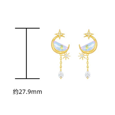 Round Quartz Semi Circle Star Hollow Earrings