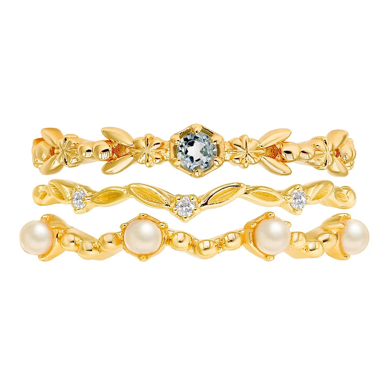 2023 Spring New Japanese Style Simple Light Jewelry Natural Aquamarine S925 Silver Ring