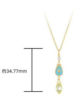 925 Sterling Silver 14K Gold Plated Gemstone Series Epoxy Natural Citrine Pendant Necklace With Diy Necklace