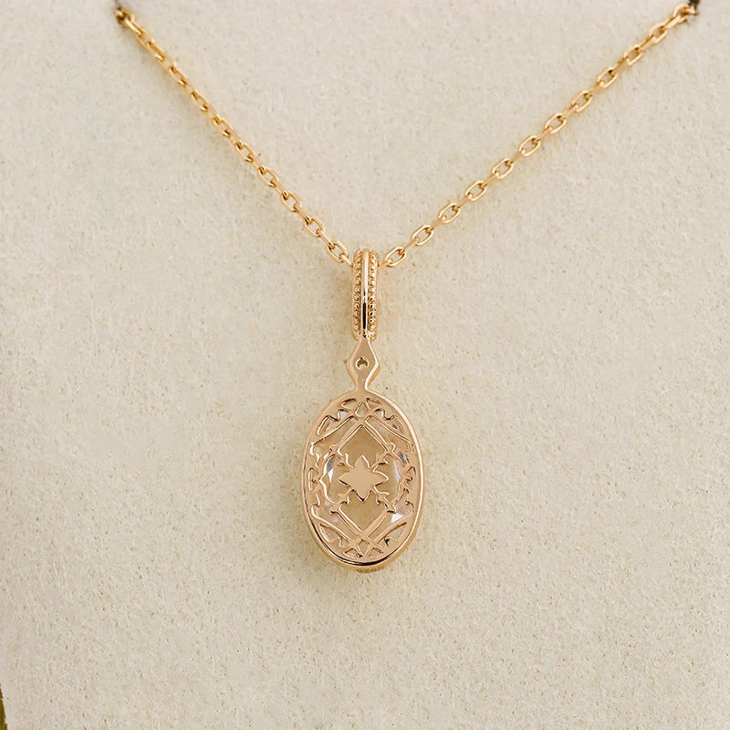 2023 Winter New Product Silver Plated 14K Gold Luxury Flower Bezel Pendant With Natural White Crystal