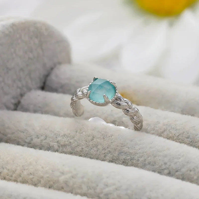 Emotional Factory 925 Sterling Silver 14K Gold Plated Gemstone Retro Vintage Amazonite Rock Crystal Ear Bone Clip Earrings