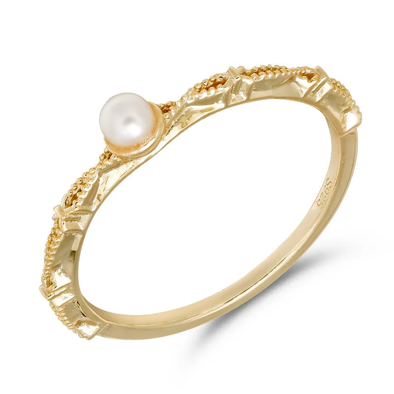 Emotional Factory 925 Sterling Silver 14K Gold Plated Gemstone Vintage Ribbon Lace Women'S Natural Red Garnet Ring