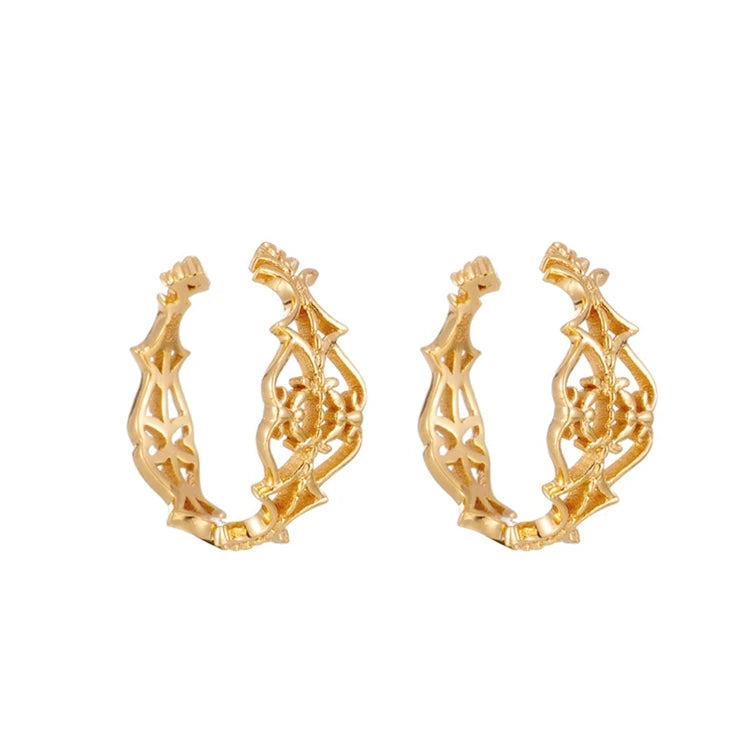 Emotional Factory 925 Sterling Silver 14K Gold Plated Retro Pattern Hook Earrings