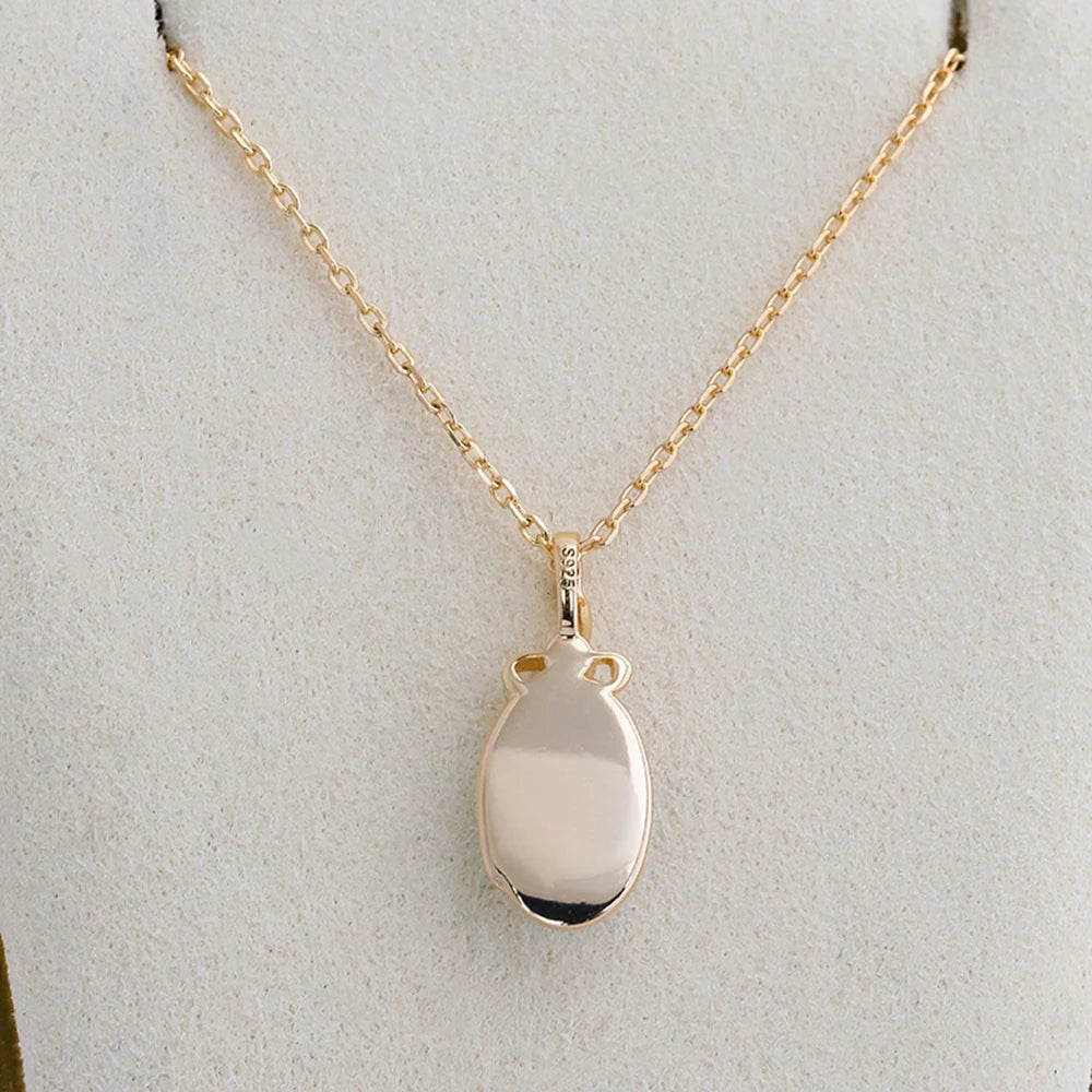 925 Sterling Silver 14K Gold Plated Gemstone Water Bottle Design Larimar Rock Crystal White Crystal Pendant Necklace
