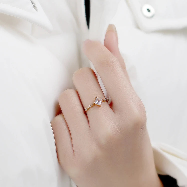 Emotional Factory 925 Sterling Silver 14K Gold Plated Gemstone Zircon Pink Lavender Topaz Ring