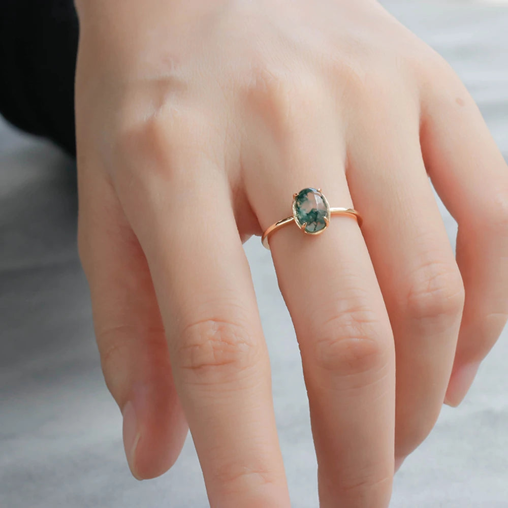 Gem Simple Chinese Landscape Painting Natural Aquatic Onyx Ring