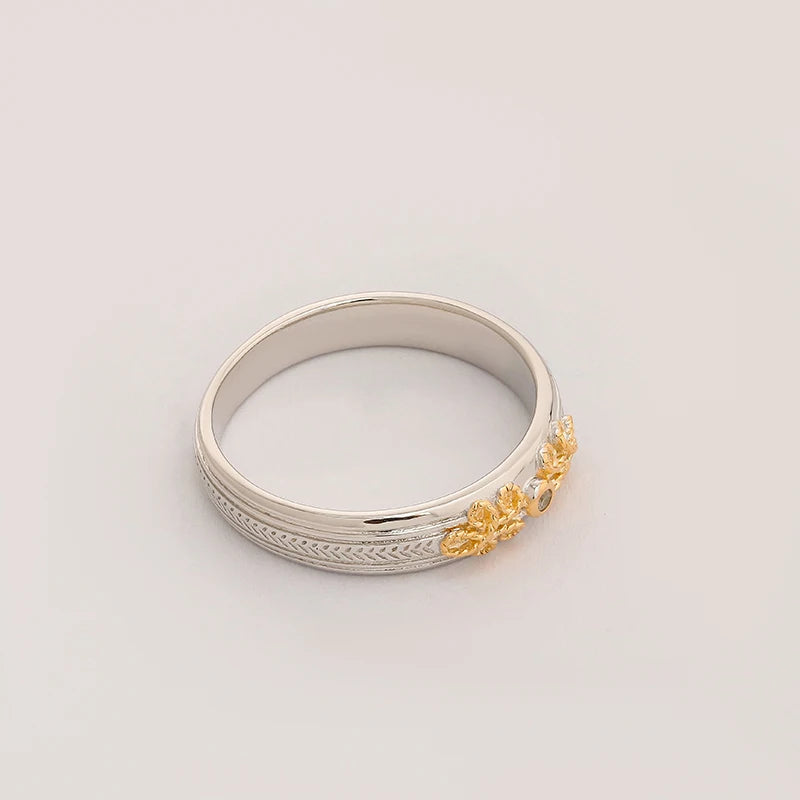 2024 New Arrival National Style Chinese Knot S925 Silver Two  Tones Gold Color Ring