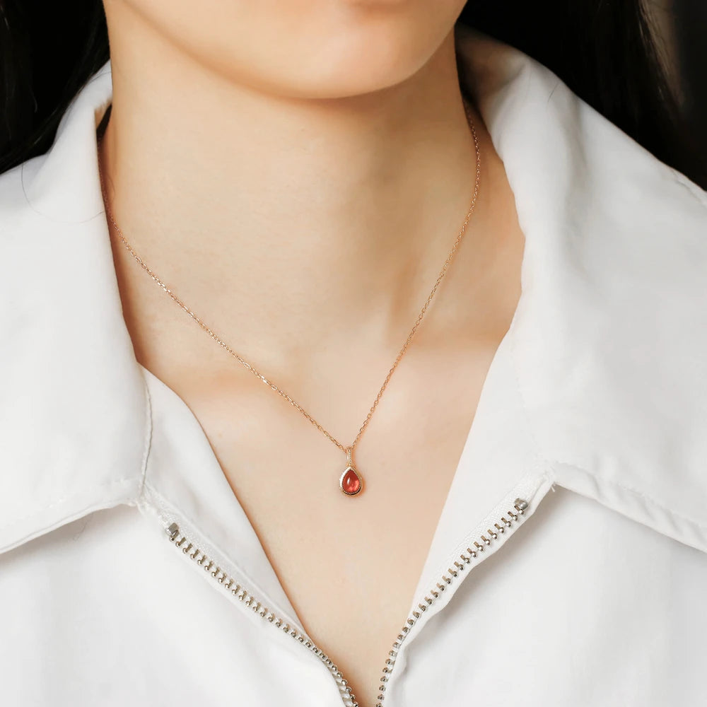 Gemstone Retro Drop Artificial Amber Necklace