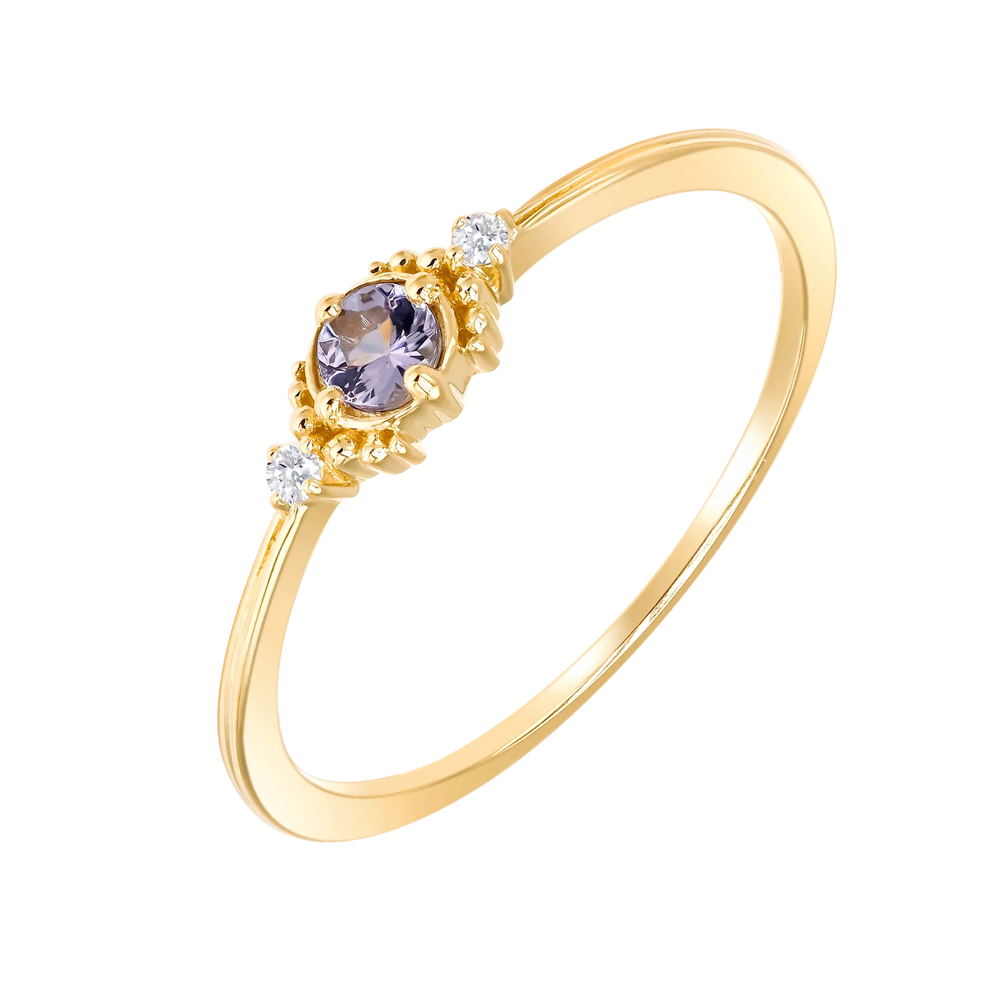925 Sterling Silver 14K Gold Plated Gemstone Wedding Proposal Minimalist Round Tanzanite Ring