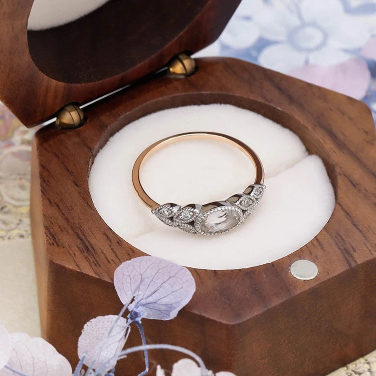 Emotional Factory 925 Sterling Silver 14K Gold Plated Gemstone Cz Zircon Retro Simple  Colour Separated Rock Crystal Ring