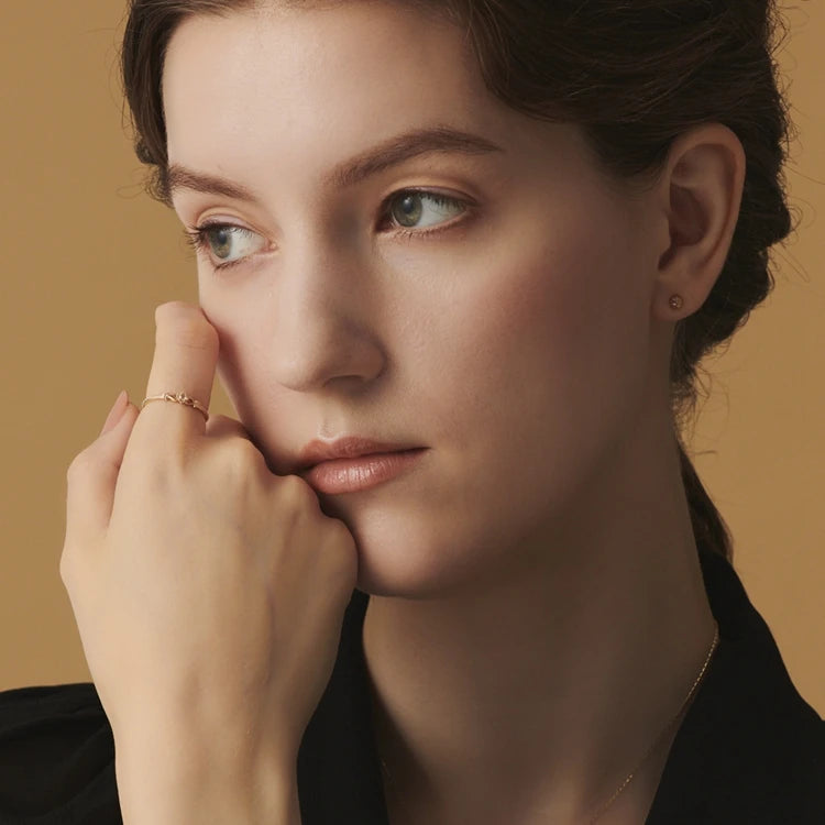 Emotional Factory 925 Sterling Silver 14K Gold Plated Gemstones Retro Vintage Zircon Ring