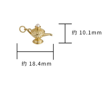 Emotional Factory 925 Sterling Silver 14K Gold Plated Gem Stone Gemstone Mythical Pearl Aladdin'S Lamp Pendant