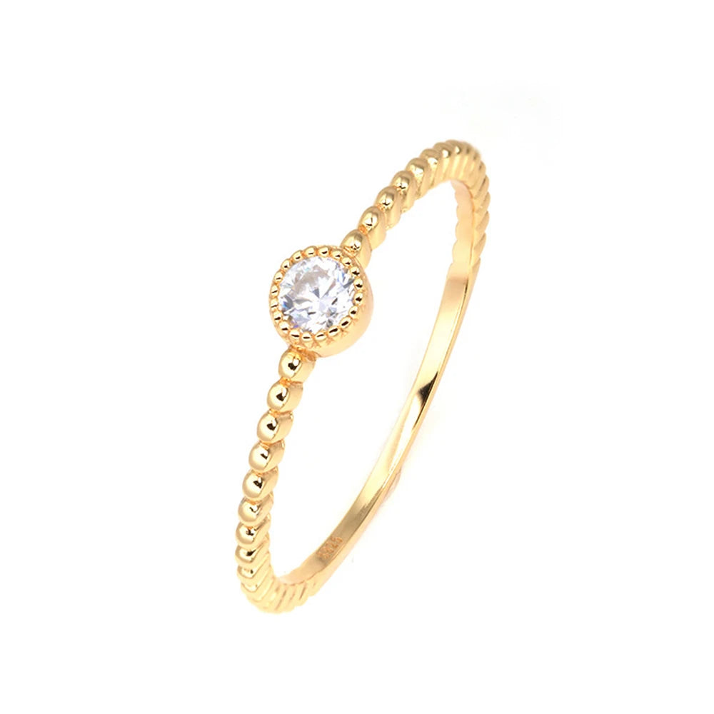 Custom 925 Sterling Silver 14K Gold Plated Natural Stone Gemstone All Match Women Rings Simple Style Fine Single Moissanite Ring