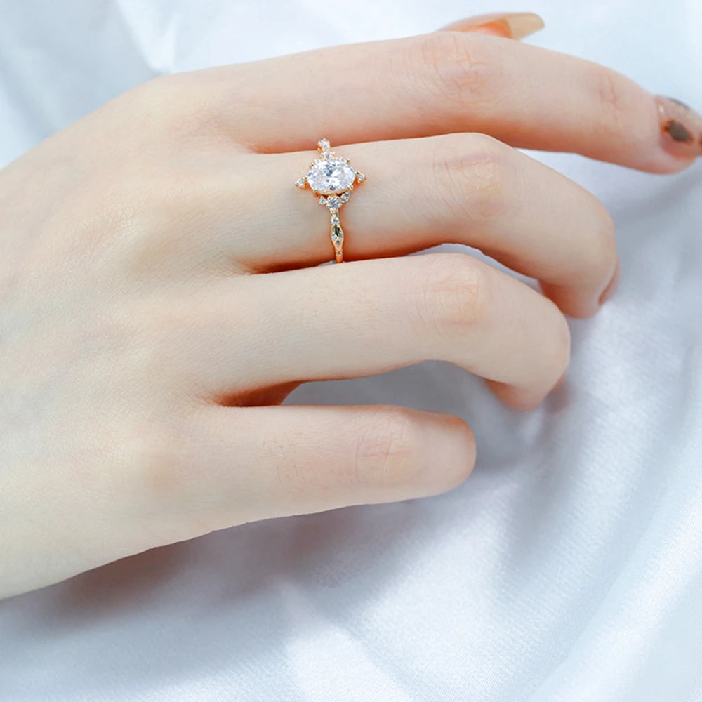 Emotional Factory 925 Sterling Silver 14K Gold Plated Gemstones Sun Ins Big Zircon Ring