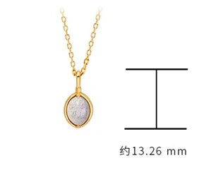Emotional Factory 925 Sterling Silver 14K Gold Plated Gemstone Round Stone Egg Shape Natural Labradorite Pendant Necklace