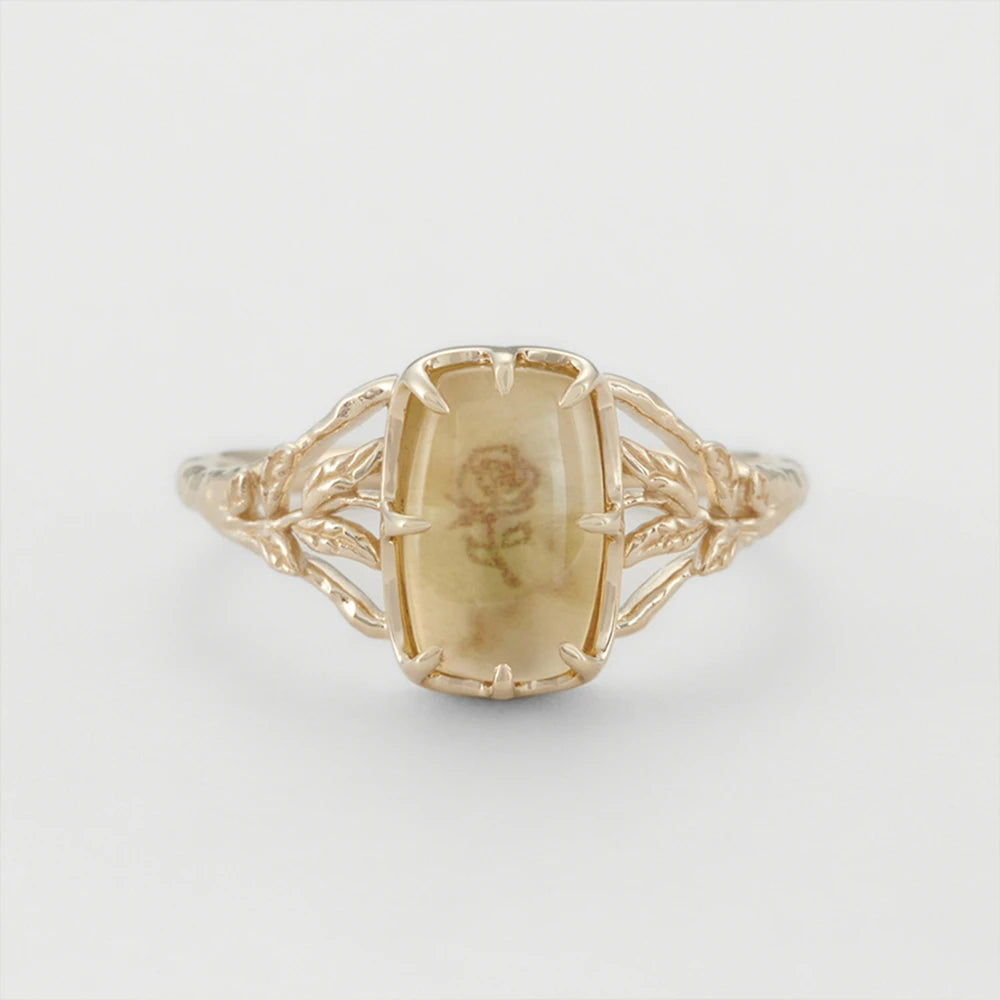 Gemstones Gem Citrine White Shell Romeo Dry Rose Ring