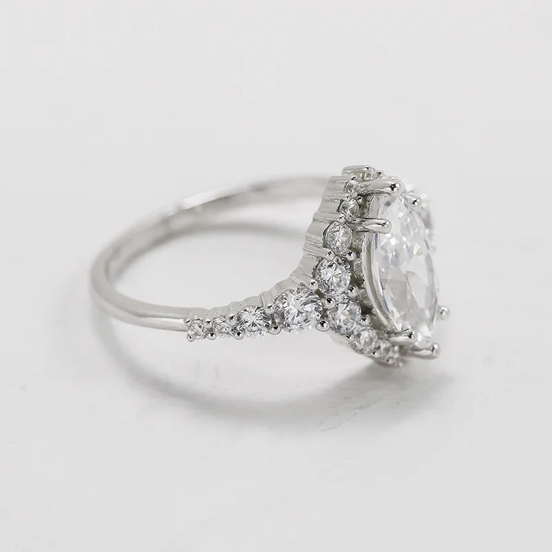 Emotional Factory 925 Sterling Silver 14K Gold Plated Gemstone Retro Cz Zircon Drop High-Carbon Diamonds Ring