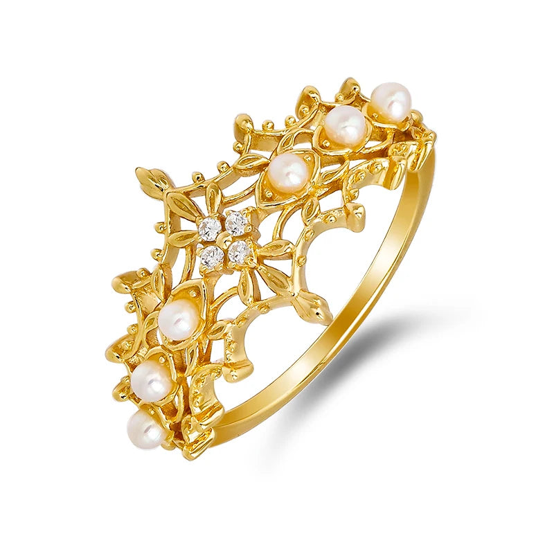 2024 Spring New Arrival Nojes * Same Sweet Style Freshwater Pearl Lace S925 Sterling Silver  Ring