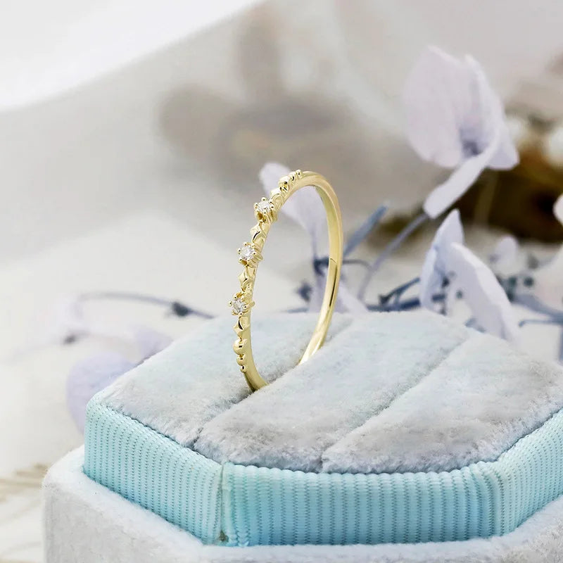 Emotional Factory 925 Sterling Silver 14K Gold Plated Gemstone Moissanite Diamond Star Ring