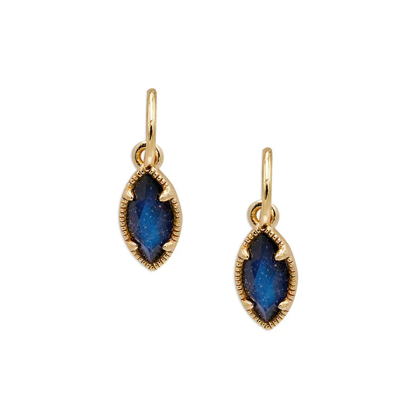 Emotional Factory 925 Sterling Silver 14K Gold Plated Gemstone Elegant Starry Sky Eyes Natural Blue Labradorite Earrings
