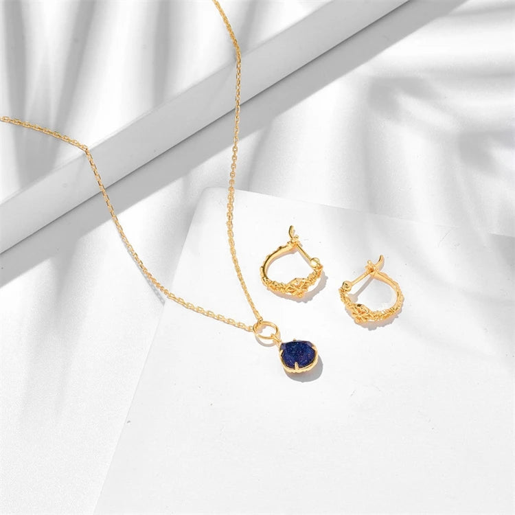 925 Sterling Silver 14K Gold Plated Gemstone Shine North Natural Aventurine Star Necklace