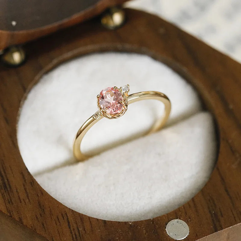 Emotional Factory 925 Sterling Silver 14K Gold Plated Love Eros Arrow Pink Cultured Gemstone Ring