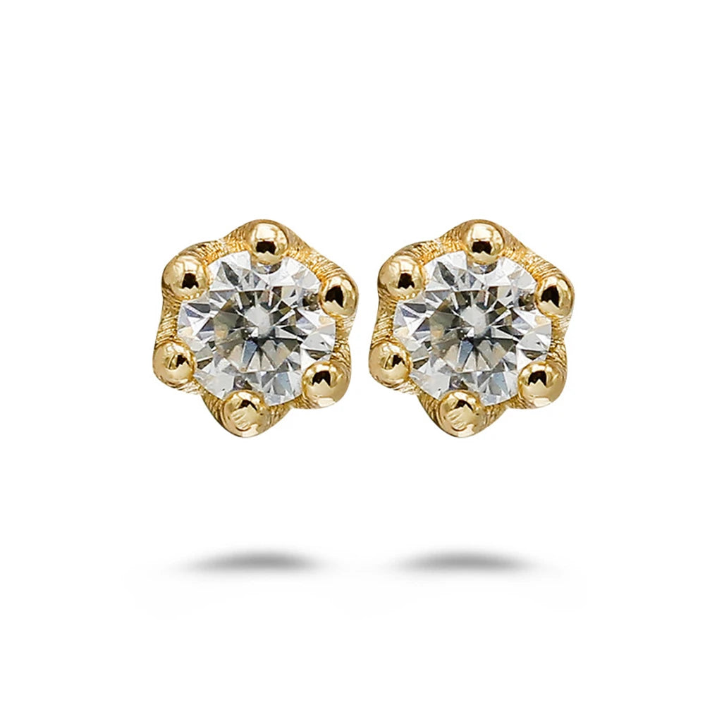 Emotional Factory 925 Sterling Silver 14K Gold Plated Gemstone Time Scarred Track Star Moissanite Earrings