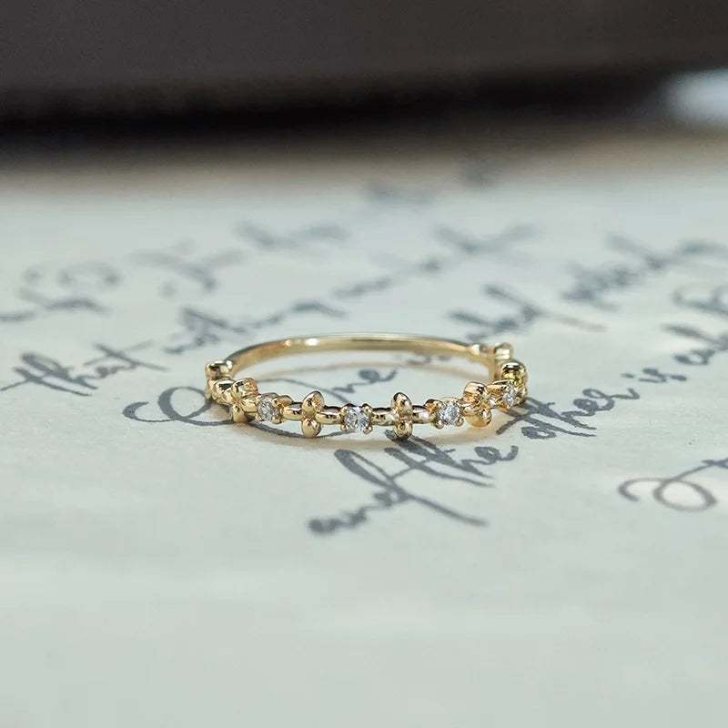 Emotional Factory 925 Sterling Silver 14K Gold Plated Gemstone Cz Zircon Flower Ring for Women Gift Wedding