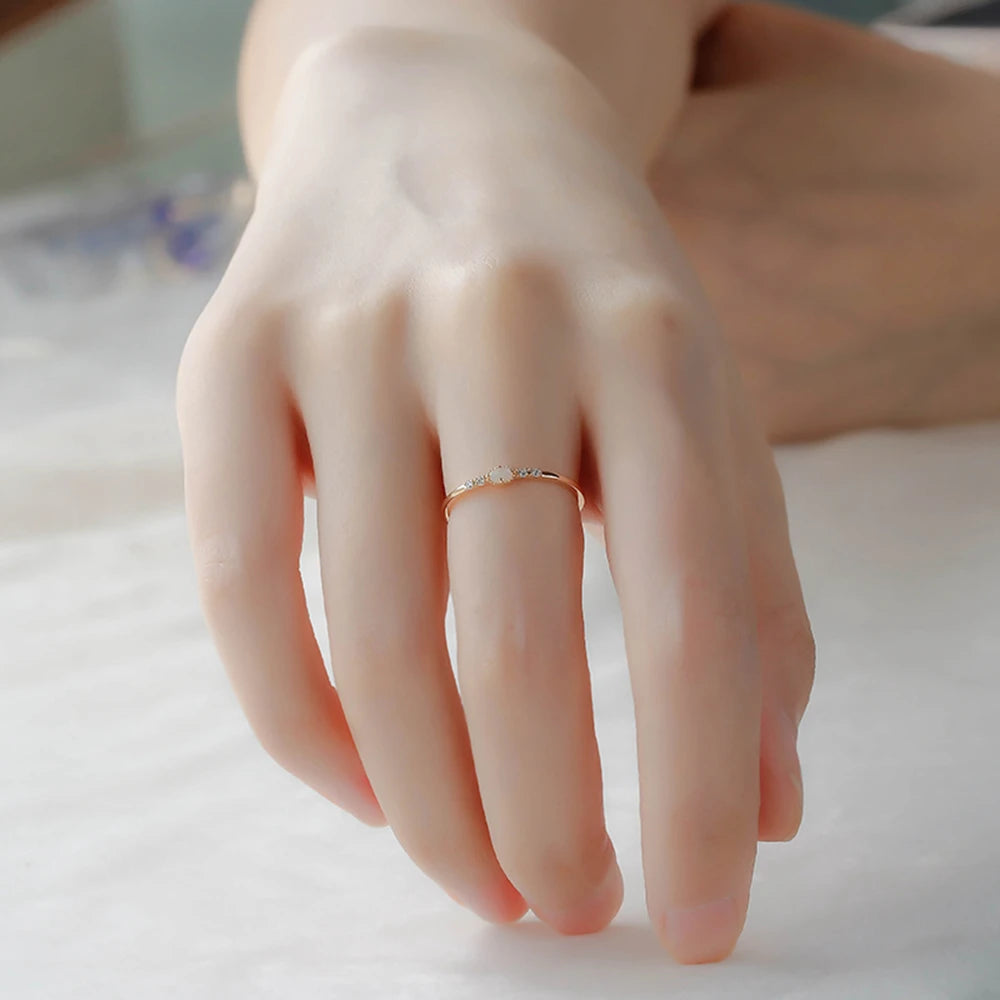 925 Sterling Silver 14K Gold Plated Gemstone Zircon Natural Oval Egg Australian Opal Ring